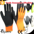 SRsafety 7 gauge Hi-Viz yellow nappy acrylic liner coated black foam latex on palm/winter gloves